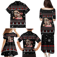 Skull Couple Christmas Family Matching Puletasi and Hawaiian Shirt Xmas Holiday Patterns - Wonder Print Shop