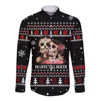 Skull Couple Christmas Long Sleeve Button Shirt Xmas Holiday Patterns - Wonder Print Shop