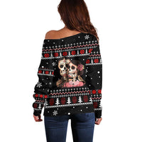 Skull Couple Christmas Off Shoulder Sweater Xmas Holiday Patterns - Wonder Print Shop