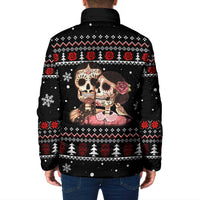 Skull Couple Christmas Padded Jacket Xmas Holiday Patterns - Wonder Print Shop
