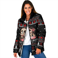 Skull Couple Christmas Padded Jacket Xmas Holiday Patterns - Wonder Print Shop