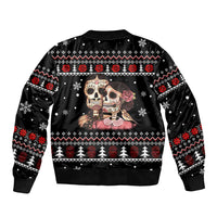 Skull Couple Christmas Sleeve Zip Bomber Jacket Xmas Holiday Patterns - Wonder Print Shop