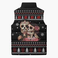 Skull Couple Christmas Sleeveless Puffer Jacket Xmas Holiday Patterns - Wonder Print Shop
