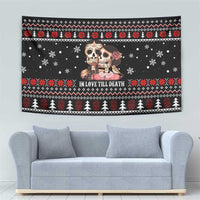 Skull Couple Christmas Tapestry Xmas Holiday Patterns - Wonder Print Shop