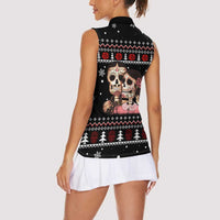 Skull Couple Christmas Women Sleeveless Polo Shirt Xmas Holiday Patterns - Wonder Print Shop