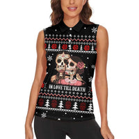 Skull Couple Christmas Women Sleeveless Polo Shirt Xmas Holiday Patterns - Wonder Print Shop