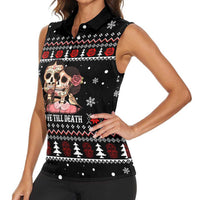 Skull Couple Christmas Women Sleeveless Polo Shirt Xmas Holiday Patterns - Wonder Print Shop