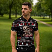 Skull Couple Christmas Zipper Polo Shirt Xmas Holiday Patterns - Wonder Print Shop