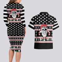 Skull Creepmas Christmas Yall Christmas Couples Matching Long Sleeve Bodycon Dress and Hawaiian Shirt Xmas Holiday Patterns - Wonder Print Shop