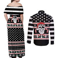 Skull Creepmas Christmas Yall Christmas Couples Matching Off Shoulder Maxi Dress and Long Sleeve Button Shirt Xmas Holiday Patterns - Wonder Print Shop
