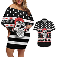 Skull Creepmas Christmas Yall Christmas Couples Matching Off Shoulder Short Dress and Hawaiian Shirt Xmas Holiday Patterns - Wonder Print Shop