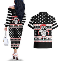 Skull Creepmas Christmas Yall Christmas Couples Matching Off The Shoulder Long Sleeve Dress and Hawaiian Shirt Xmas Holiday Patterns - Wonder Print Shop