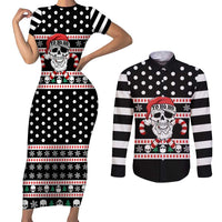 Skull Creepmas Christmas Yall Christmas Couples Matching Short Sleeve Bodycon Dress and Long Sleeve Button Shirt Xmas Holiday Patterns - Wonder Print Shop