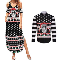 Skull Creepmas Christmas Yall Christmas Couples Matching Summer Maxi Dress and Long Sleeve Button Shirt Xmas Holiday Patterns - Wonder Print Shop