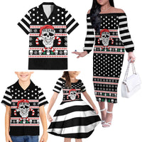 Skull Creepmas Christmas Yall Christmas Family Matching Off The Shoulder Long Sleeve Dress and Hawaiian Shirt Xmas Holiday Patterns - Wonder Print Shop