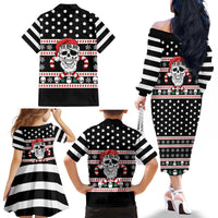 Skull Creepmas Christmas Yall Christmas Family Matching Off The Shoulder Long Sleeve Dress and Hawaiian Shirt Xmas Holiday Patterns - Wonder Print Shop
