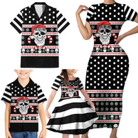 Skull Creepmas Christmas Yall Christmas Family Matching Short Sleeve Bodycon Dress and Hawaiian Shirt Xmas Holiday Patterns - Wonder Print Shop