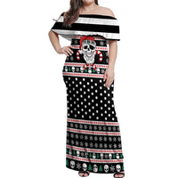 Skull Creepmas Christmas Yall Christmas Off Shoulder Maxi Dress Xmas Holiday Patterns - Wonder Print Shop