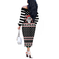 Skull Creepmas Christmas Yall Christmas Off The Shoulder Long Sleeve Dress Xmas Holiday Patterns - Wonder Print Shop