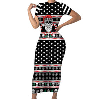 Skull Creepmas Christmas Yall Christmas Short Sleeve Bodycon Dress Xmas Holiday Patterns - Wonder Print Shop
