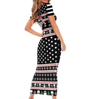 Skull Creepmas Christmas Yall Christmas Short Sleeve Bodycon Dress Xmas Holiday Patterns - Wonder Print Shop