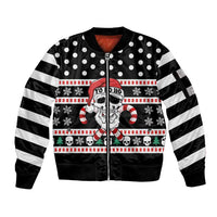 Skull Creepmas Christmas Yall Christmas Sleeve Zip Bomber Jacket Xmas Holiday Patterns - Wonder Print Shop