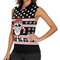 Skull Creepmas Christmas Yall Christmas Women Sleeveless Polo Shirt Xmas Holiday Patterns - Wonder Print Shop