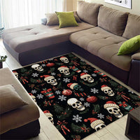 Skull Face Christmas Area Rug Xmas Holiday Patterns - Wonder Print Shop