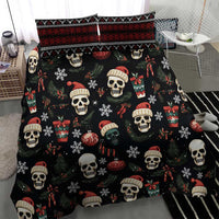 Skull Face Christmas Bedding Set Xmas Holiday Patterns - Wonder Print Shop