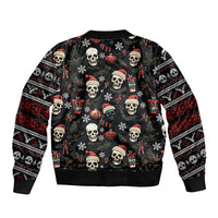 Skull Face Christmas Bomber Jacket Xmas Holiday Patterns - Wonder Print Shop