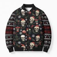 Skull Face Christmas Bomber Puffer Jacket Xmas Holiday Patterns - Wonder Print Shop
