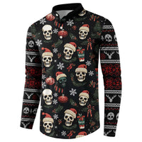 Skull Face Christmas Button Sweatshirt Xmas Holiday Patterns - Wonder Print Shop