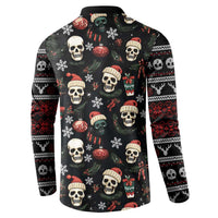 Skull Face Christmas Button Sweatshirt Xmas Holiday Patterns - Wonder Print Shop