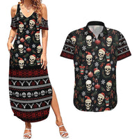 Skull Face Christmas Couples Matching Summer Maxi Dress and Hawaiian Shirt Xmas Holiday Patterns - Wonder Print Shop