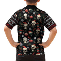 Skull Face Christmas Family Matching Off The Shoulder Long Sleeve Dress and Hawaiian Shirt Xmas Holiday Patterns - Wonder Print Shop
