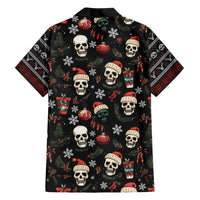 Skull Face Christmas Family Matching Off Shoulder Maxi Dress and Hawaiian Shirt Xmas Holiday Patterns - Wonder Print Shop
