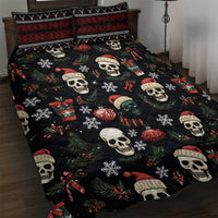 Skull Face Christmas Quilt Bed Set Xmas Holiday Patterns - Wonder Print Shop