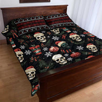 Skull Face Christmas Quilt Bed Set Xmas Holiday Patterns - Wonder Print Shop