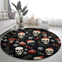 Skull Face Christmas Round Carpet Xmas Holiday Patterns - Wonder Print Shop
