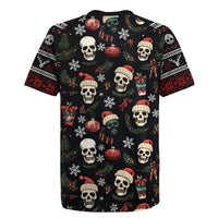 Skull Face Christmas Rugby Jersey Xmas Holiday Patterns - Wonder Print Shop