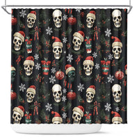 Skull Face Christmas Shower Curtain Xmas Holiday Patterns - Wonder Print Shop