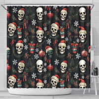 Skull Face Christmas Shower Curtain Xmas Holiday Patterns - Wonder Print Shop