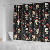 Skull Face Christmas Shower Curtain Xmas Holiday Patterns - Wonder Print Shop