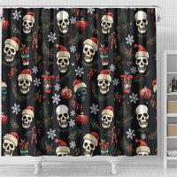 Skull Face Christmas Shower Curtain Xmas Holiday Patterns - Wonder Print Shop