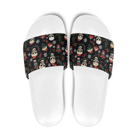 Skull Face Christmas Slide Sandals Xmas Holiday Patterns - Wonder Print Shop