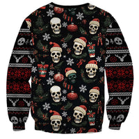 Skull Face Christmas Sweatshirt Xmas Holiday Patterns - Wonder Print Shop