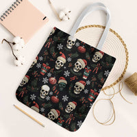 Skull Face Christmas Tote Bag Xmas Holiday Patterns - Wonder Print Shop