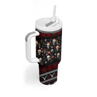 Skull Face Christmas Tumbler With Handle Xmas Holiday Patterns - Wonder Print Shop
