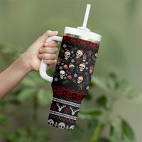 Skull Face Christmas Tumbler With Handle Xmas Holiday Patterns - Wonder Print Shop