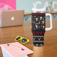 Skull Face Christmas Tumbler With Handle Xmas Holiday Patterns - Wonder Print Shop